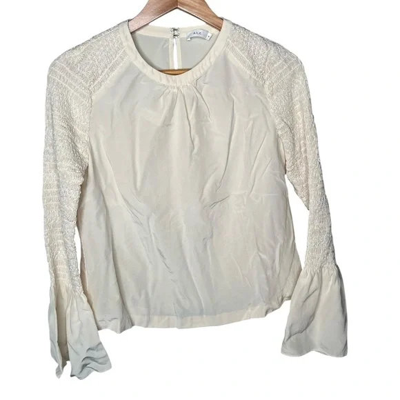 A.L.C. Sidra Silk Bell Sleeve Blouse - Ivory - Picture 3 of 12